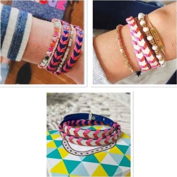 Stella & Dot Vibrant Pink and Blue Wrap Bracelet - Picture 2 of 2
